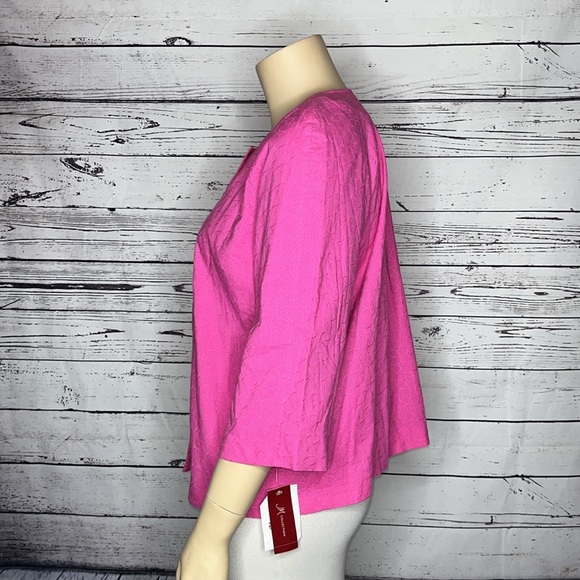 JM Collection NWT Size 18 Pink Embroidered 100% Cotton Bolero Jacket Cardigan - Picture 2 of 4